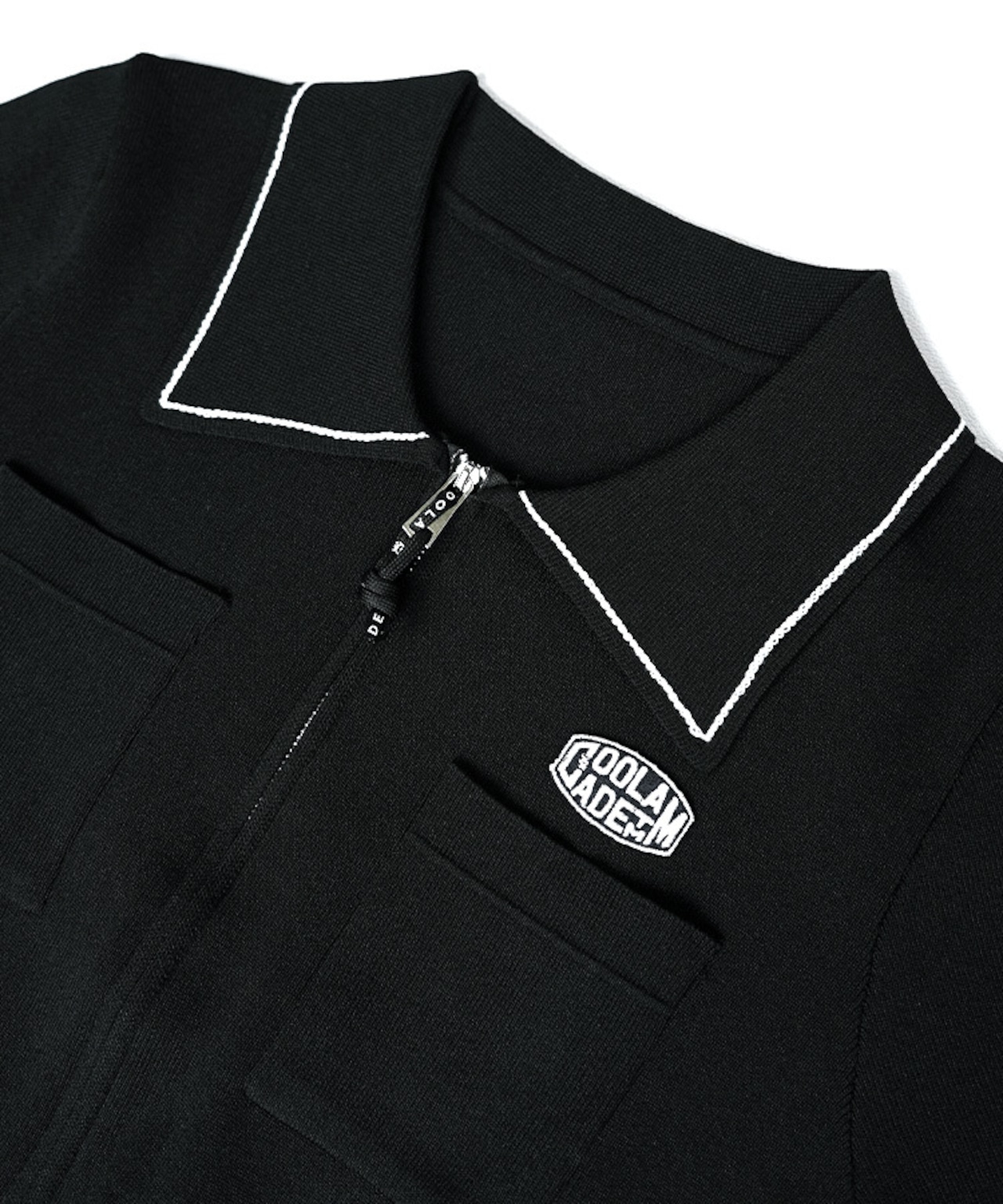 ジップアップポロニットTOPS (BLACK) CQ-49027