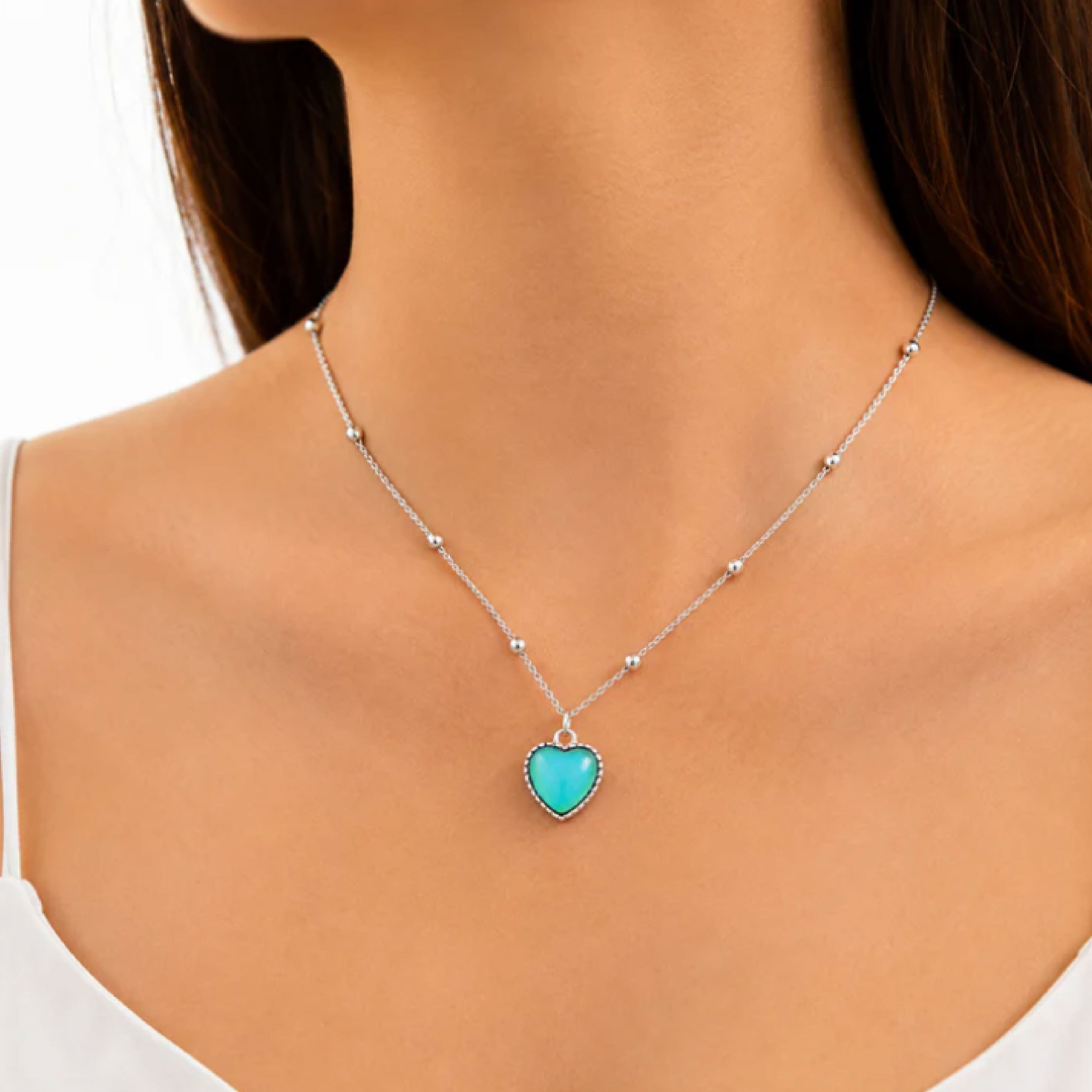 Heart necklace チェーン ネックレス ハート HY 181 温感変色ハート