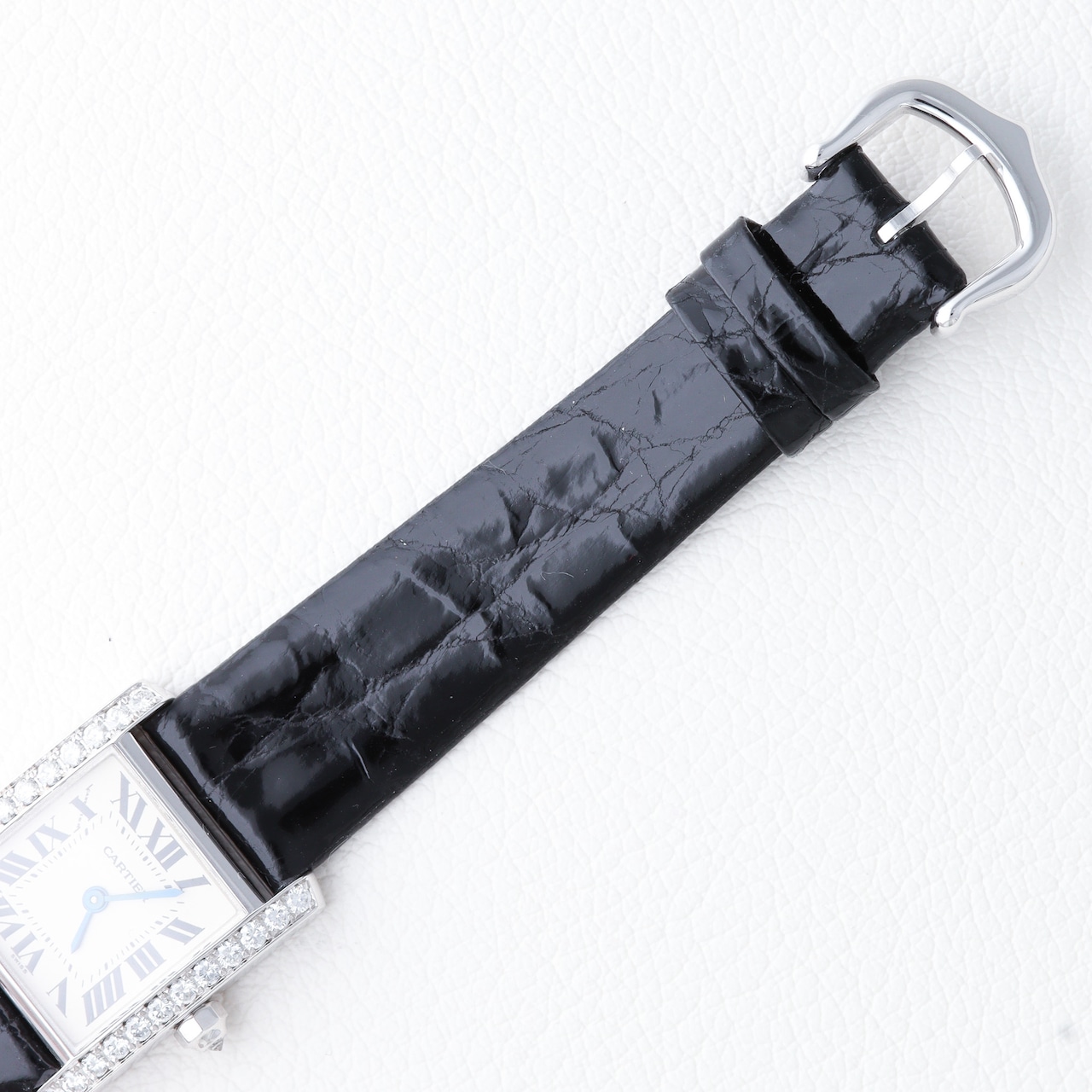 カルティエ タンクフランセーズ SM 純正ダイヤモンド WG レザー