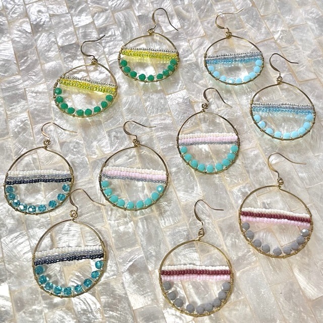 サークルラインピアス❤️グレー