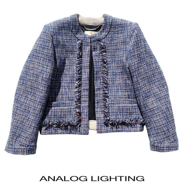 No Collar Jacket／MIX TWEED BLUE