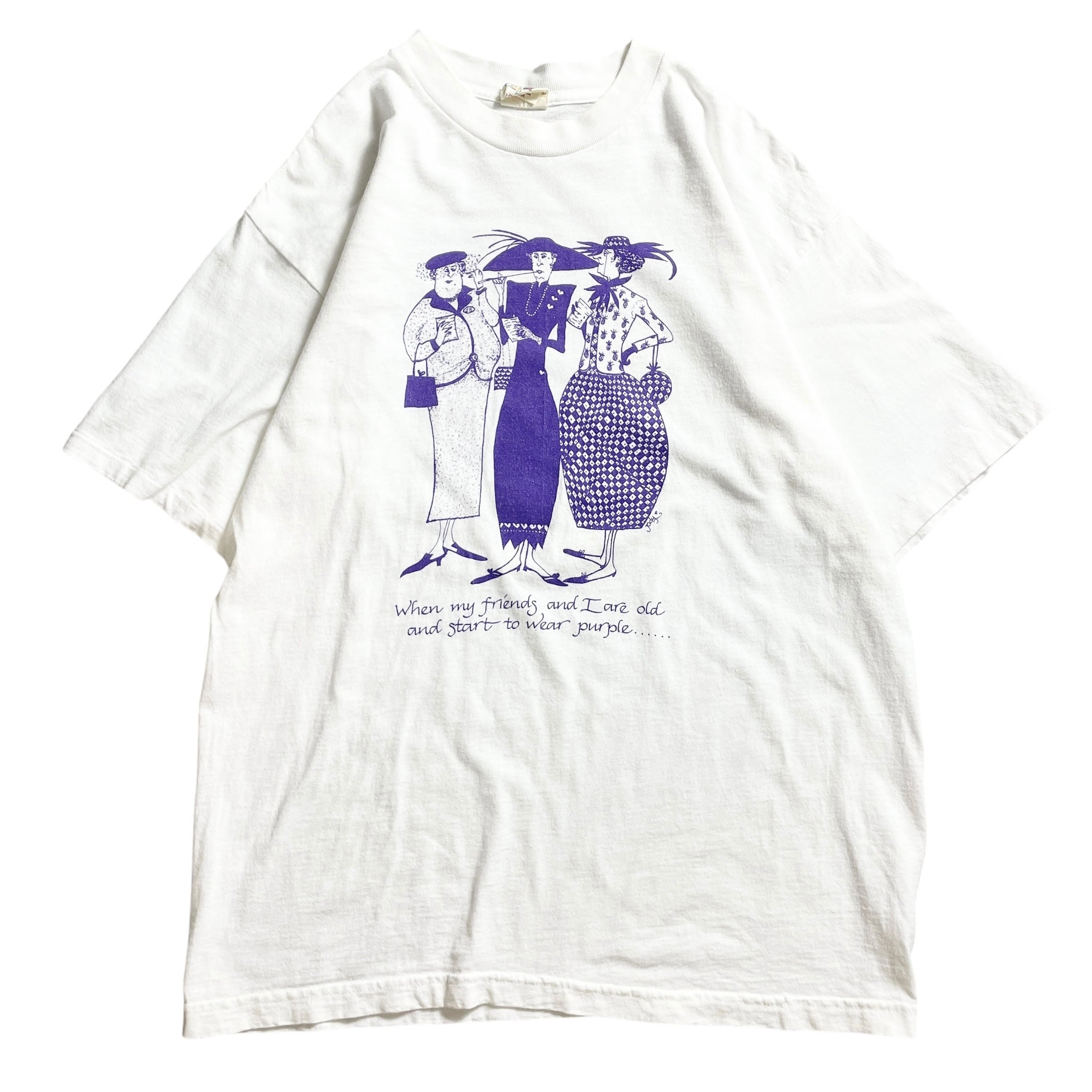 90s USA製 ご婦人 グッドプリント vintage T-shirt