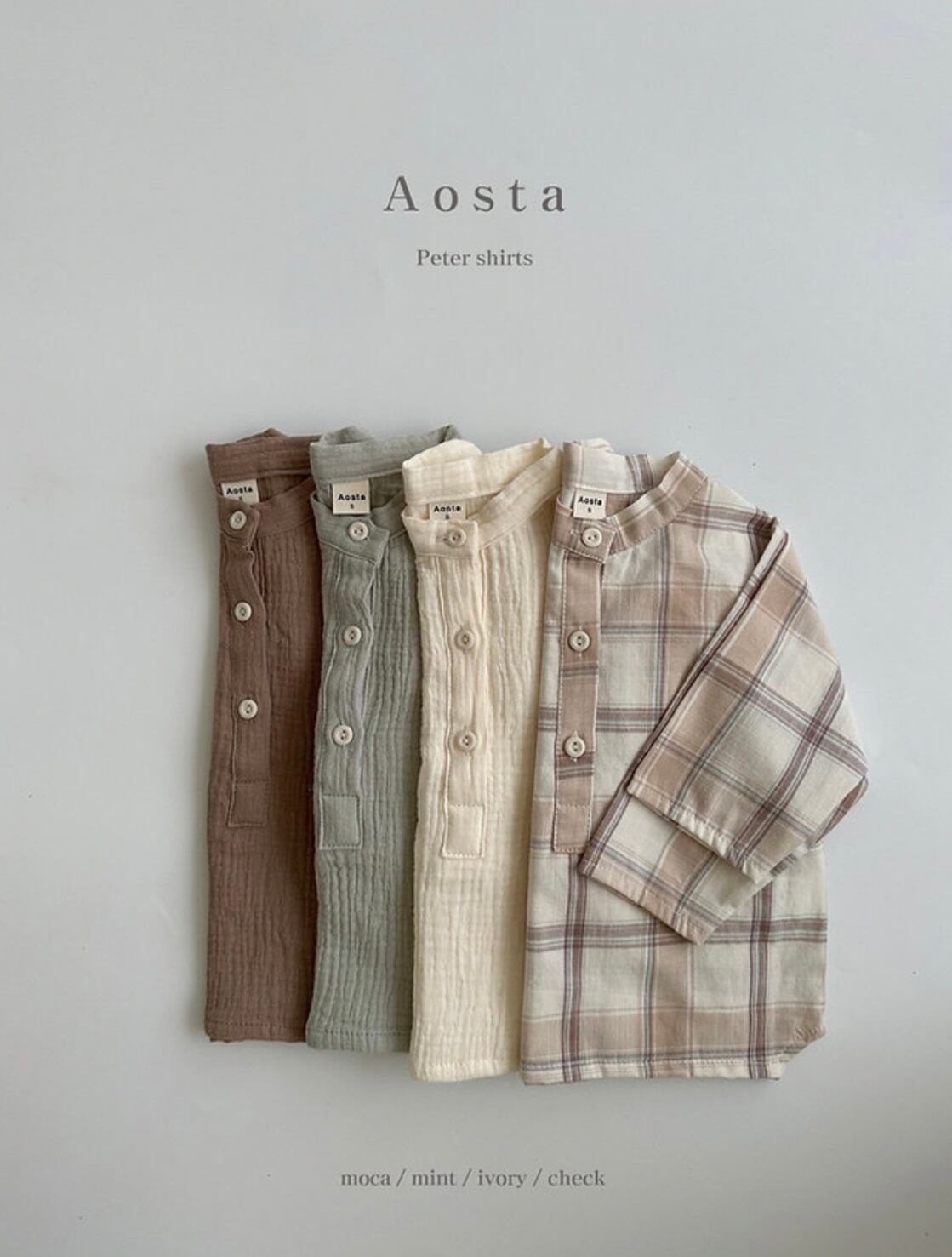 aosta 】 チェックシャツ L-