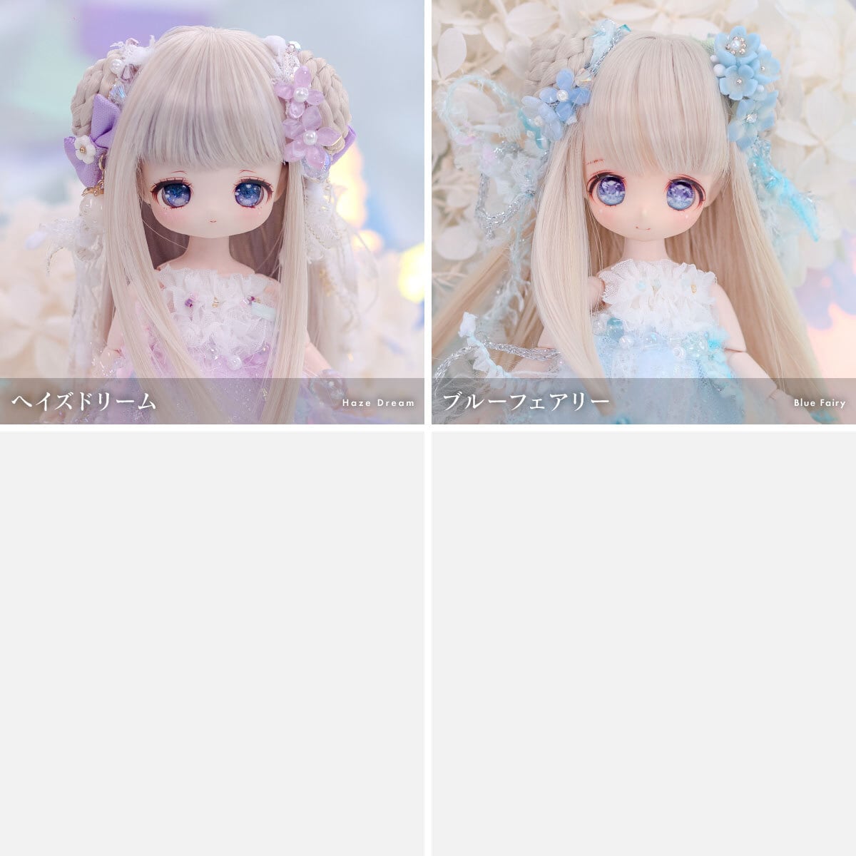 ◇MIMIEL◇3.5~4inchカスタムウィッグ/ホワイト×ピンク系お団子 ◇MIMIEL◇3.5~4inchカスタムウィッグ/ホワイト×ピンク系お団子