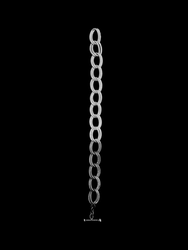 70's "Italian Jewelry" Silver 800 Textured Oval Link Chain Bracelet