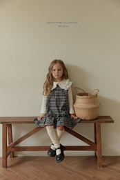 韓国子供服 / 26Autumn / 〖取寄〗Melikey / チェックフリルワンピース / 女子服 *XS~JM*