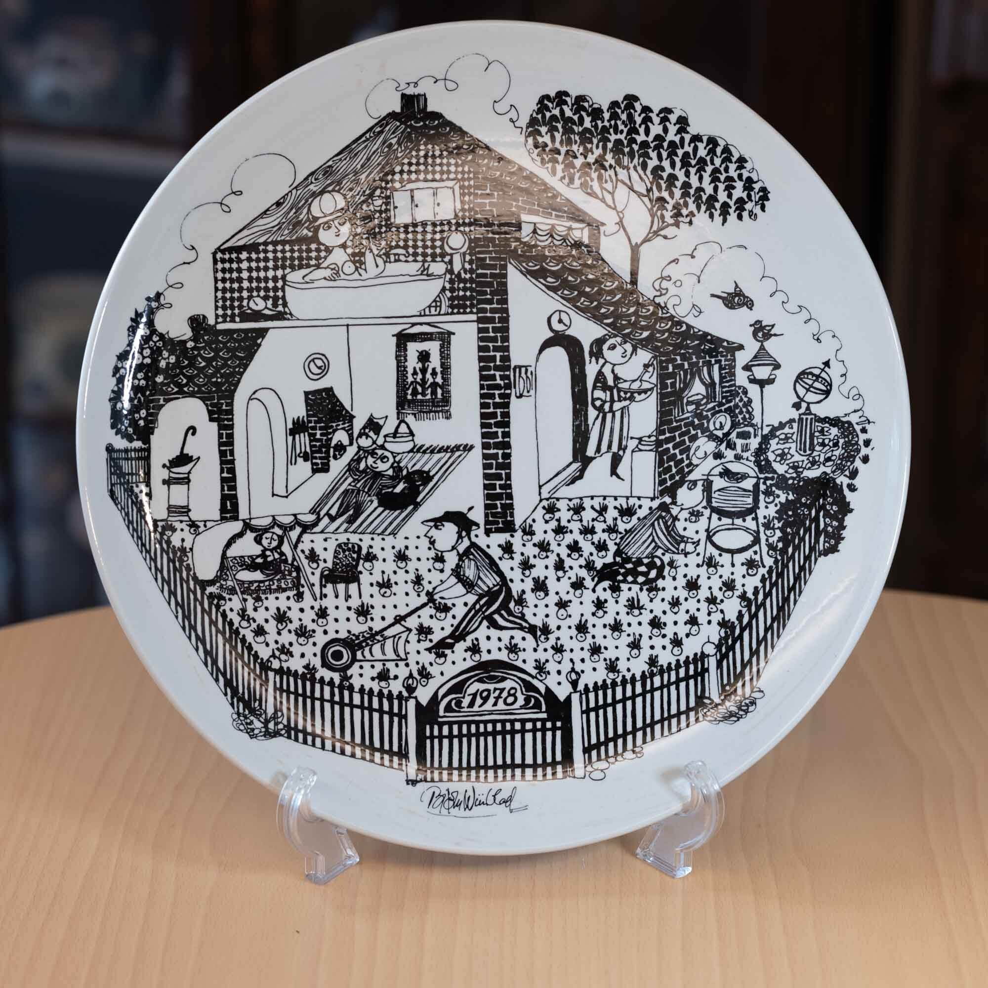 ンマークの家庭用品専門店Imerco　50周年記念プレート　Nymølle（ニモール）窯 　ビョルン・ヴィンブラッド（Bjørn Wiinblad）デザイン　ファミリー　1978年