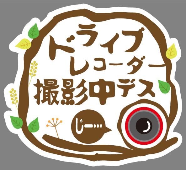 木の枝がかわいい「ドライブレコーダー撮影中デス」ステッカー 【反射素材】【UVカット】※送料無料 dr-stk5