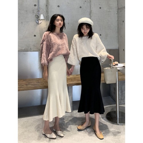 送料無料 スカート マーメイドスカート ロング フィッシュテールスカート タイトスカート ミモレ丈 マーメイドスカート フェミニン ワントーン 無地 デート 女