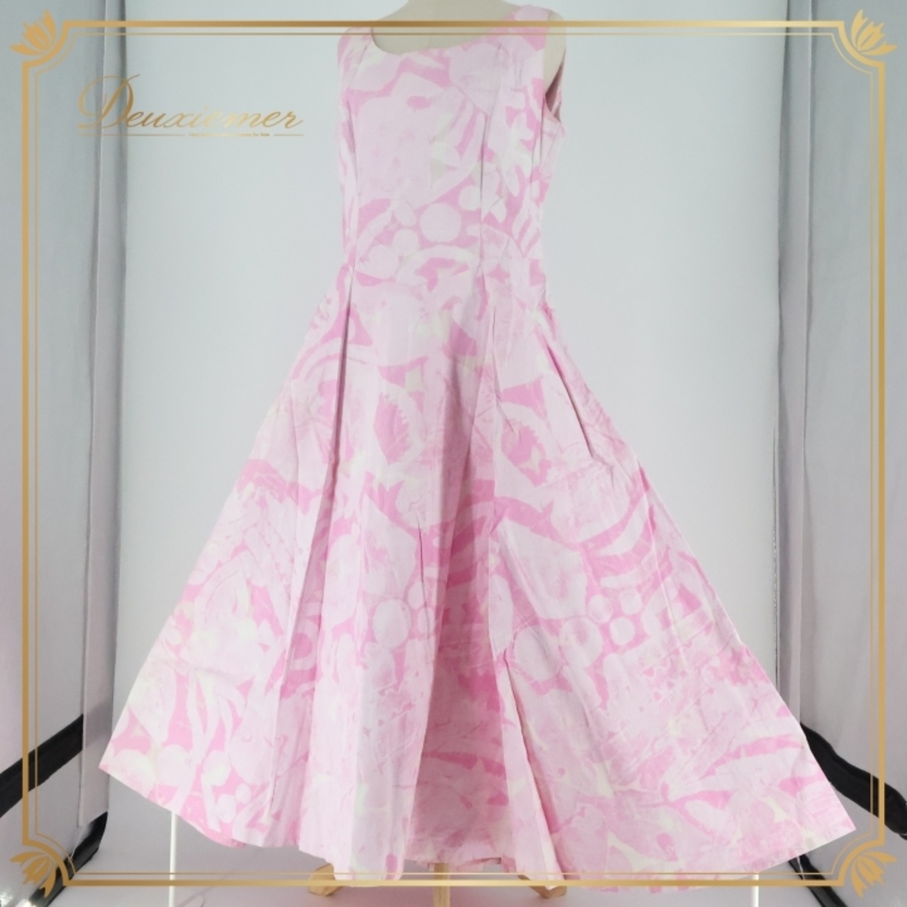 フラダンス 衣装 ワンピース ドレス ピンク系 日本製 ノースリーブ パステルカラー ワントーン デニム生地 かわいい 華やか 鮮やか 明るい ハワイアン アロハ ハワイアンプリント フラ ダンス レッスン 練習 かわいい系