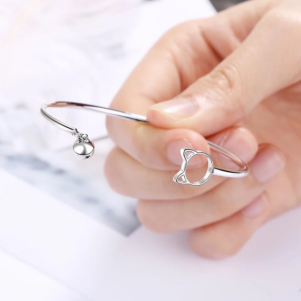 【送料無料】silver925 猫と鈴ブレスレット