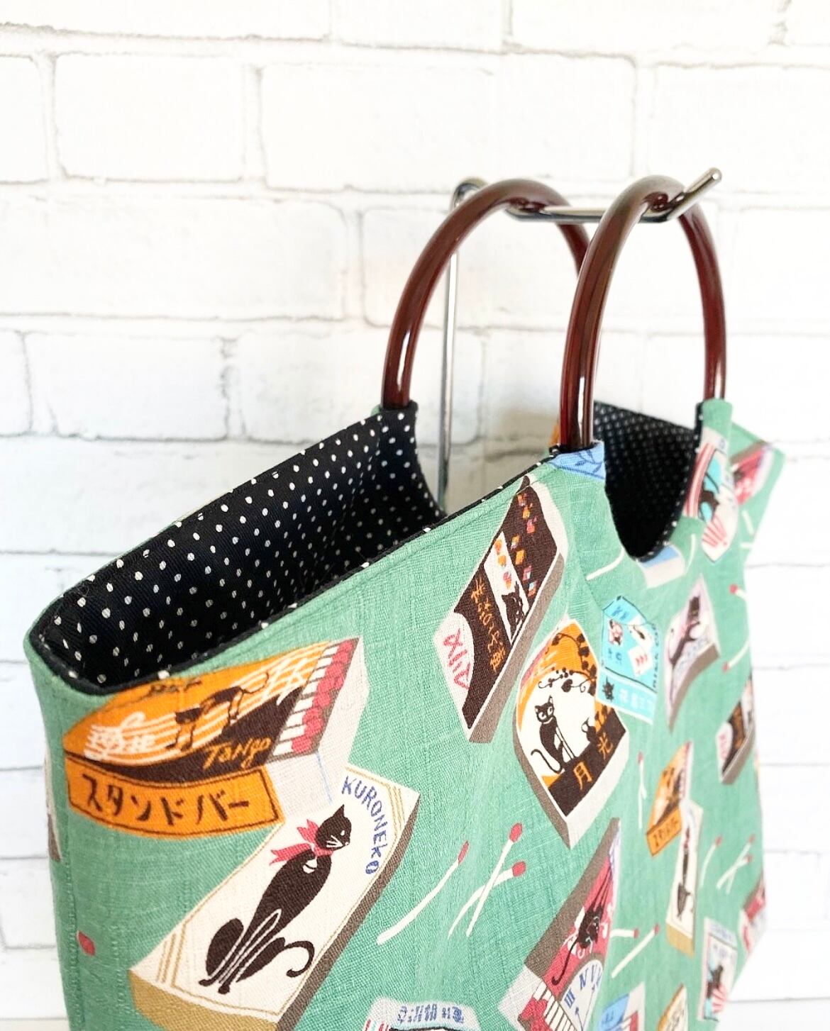 普段使いもOK♪ 黒猫和風バッグ【黒猫マッチ箱柄】 | 黒猫屋ニコル