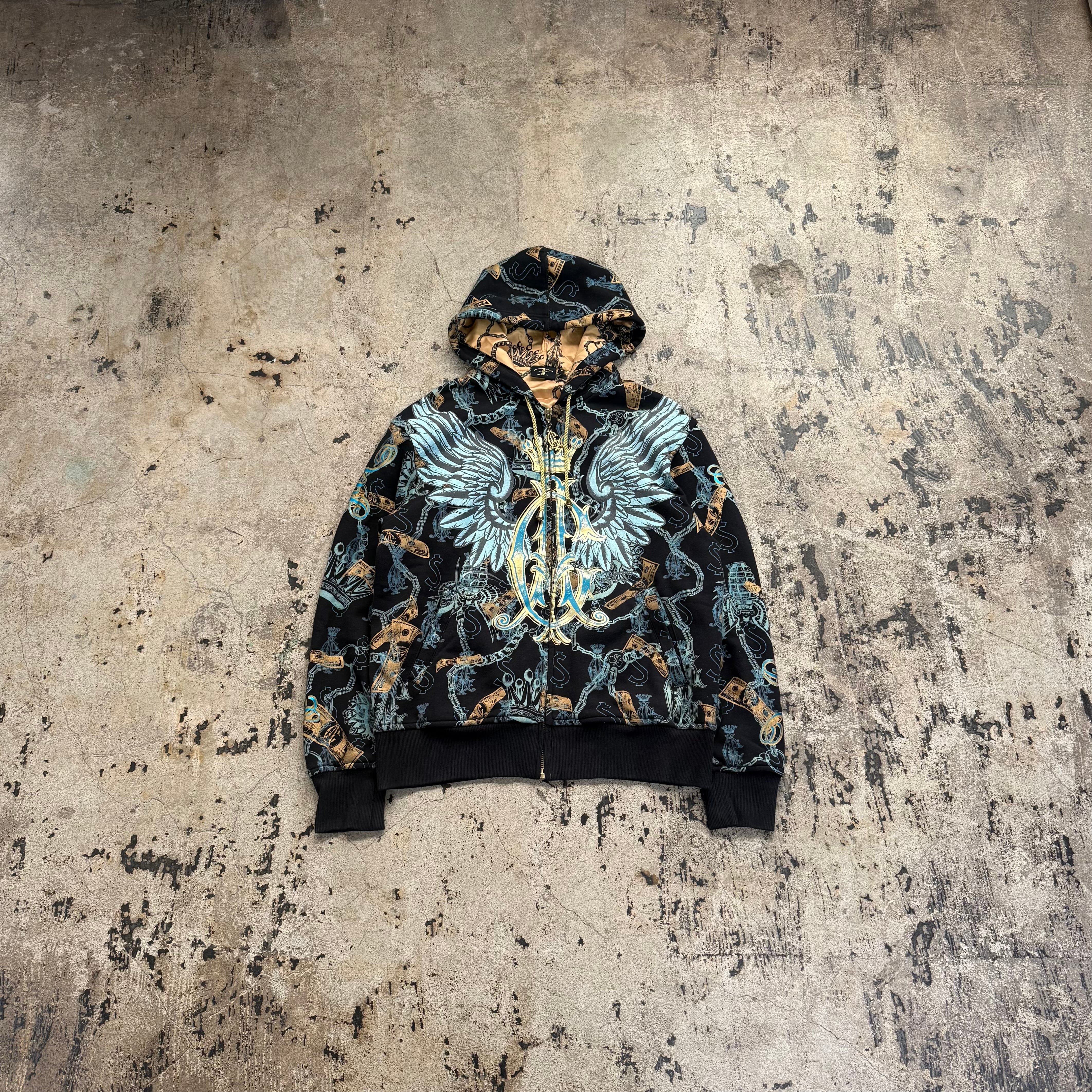 00s CHRISTIAN AUDIGIER WING GRAPHIC ZIP HOODIE | GALAXIES