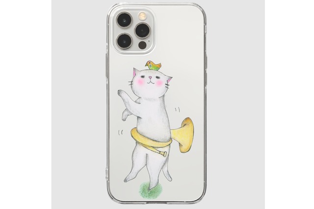 (iPhone用)ホルン猫のクリアソフトスマホケース