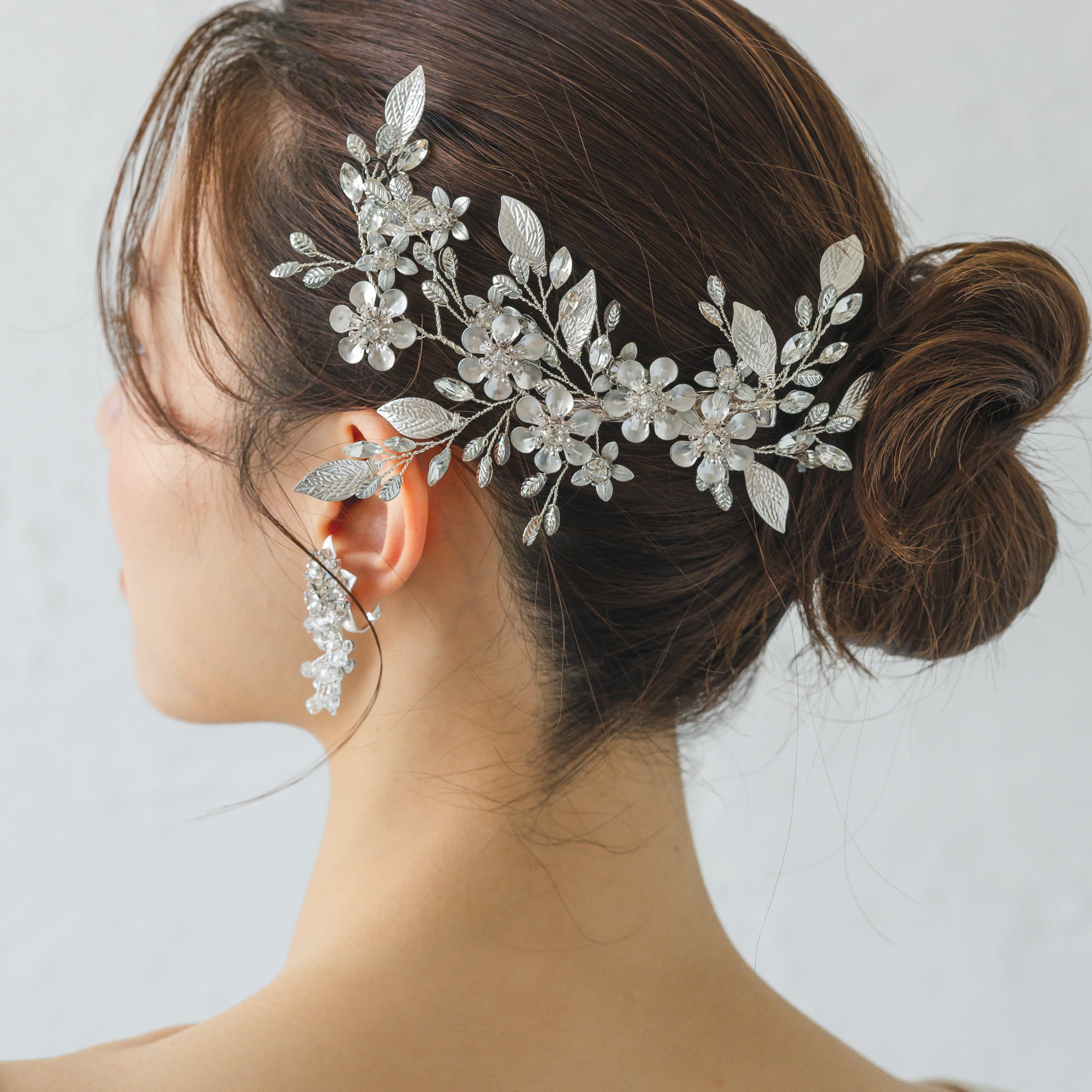 y28-hd154【ヘッドドレス】ブライダルヘアアクセ フラワー リーフ