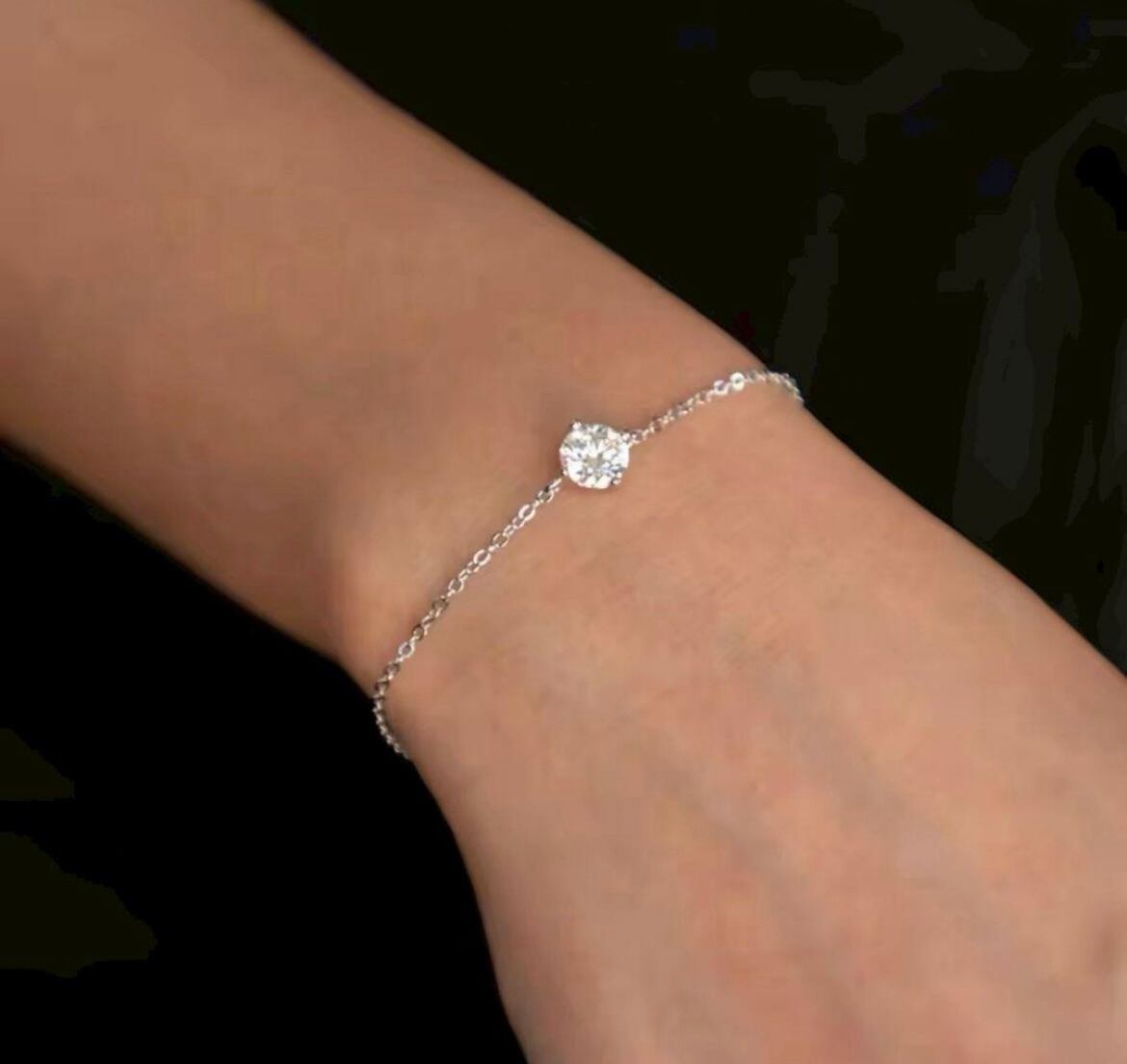 1ctモアサナイト】シルバーブレスレット｜S925・スライドチェーン／GRA