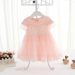 チュールの半袖シャーリングワンピ(ピンク)