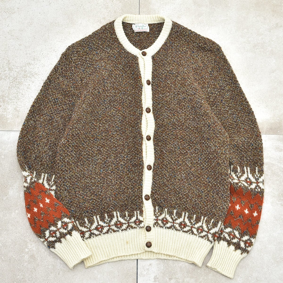 80s benetton mix knit wool cardigan | 古着屋 grin days 80s benetton mix knit wool cardigan | 古着屋 grin days
