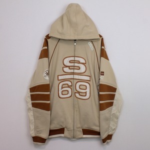 【Caka act2】"SEAN JOHN" Color Switching Design Loose Zip Up Hoodie Jacket