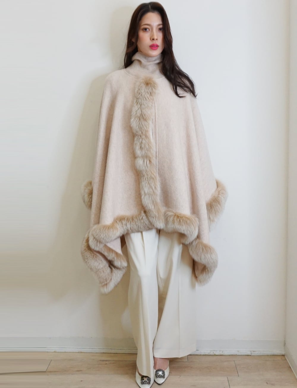 FOXニットケープ beige | amin pur