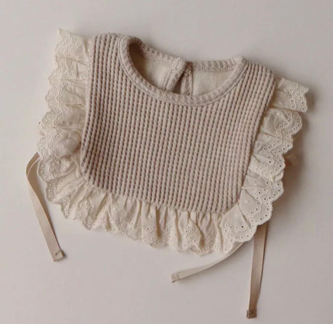 レースプリンセスヒブ 》》》》》》》》ナチュラル レース フリル ヒブ スタイ ベビー リボン ワントーン