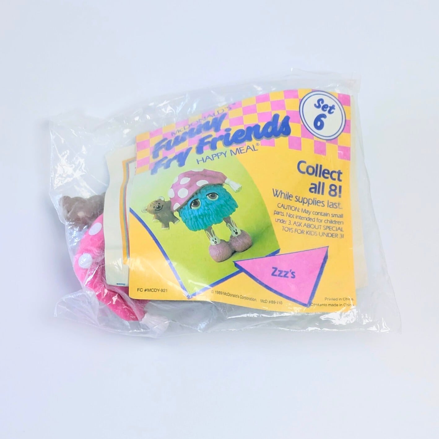 ☆DEADSTOCK / VINTAGE 1989☆【 McDonald's / マクドナルド 】1989 McDonald's Happy Meal Toy "Funny Fry Friends" 『ZZZ's (おやすみ)』Happy Meal Toy / ミールトイ / フライキッズ / フライガイ / フライガール 〚アメリカン雑貨 アメトイ〛