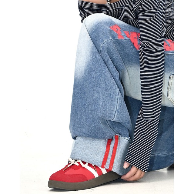 red logo washed denim　レッドロゴウォッシュドデニム　J1403