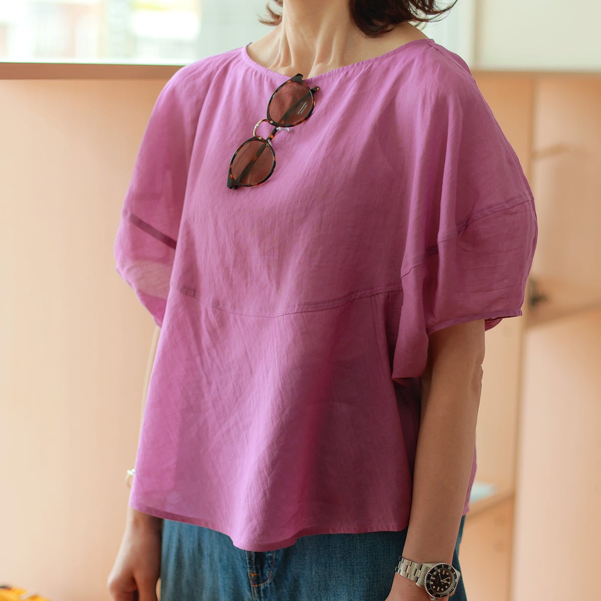 Le MARAIS (ル マレ) ラミー&コットン セミシアー大人甘ブラウス