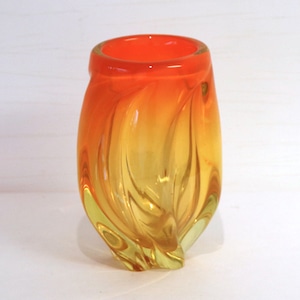 ガラス花瓶・変型花器・オレンジ・No.200815-064・梱包サイズ60
