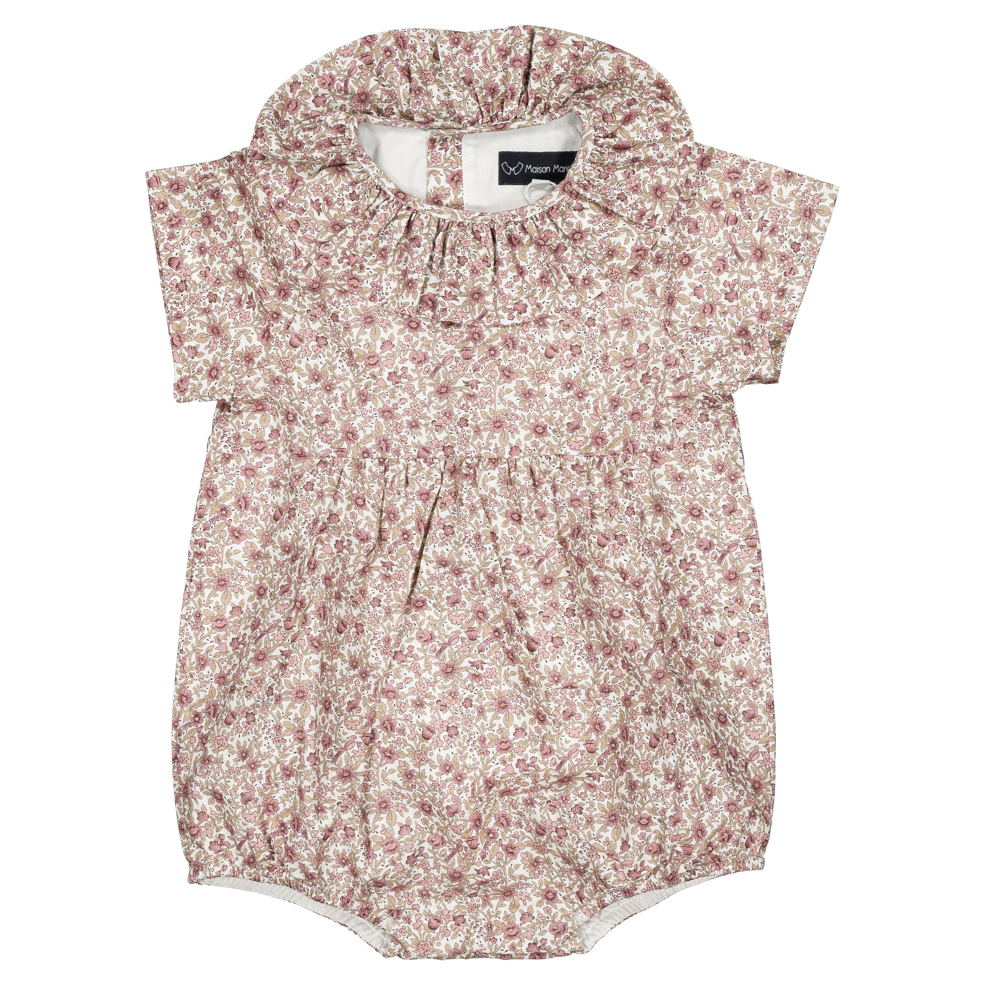 予約【Maison Marelle】Romper DUPLEIX- pink flowers Description / 6月上旬以降入荷