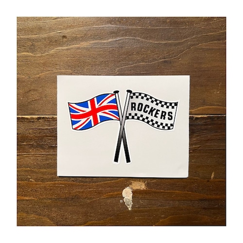 Union Jack & Rockers Crossed Flag Helmet Sticker. #189