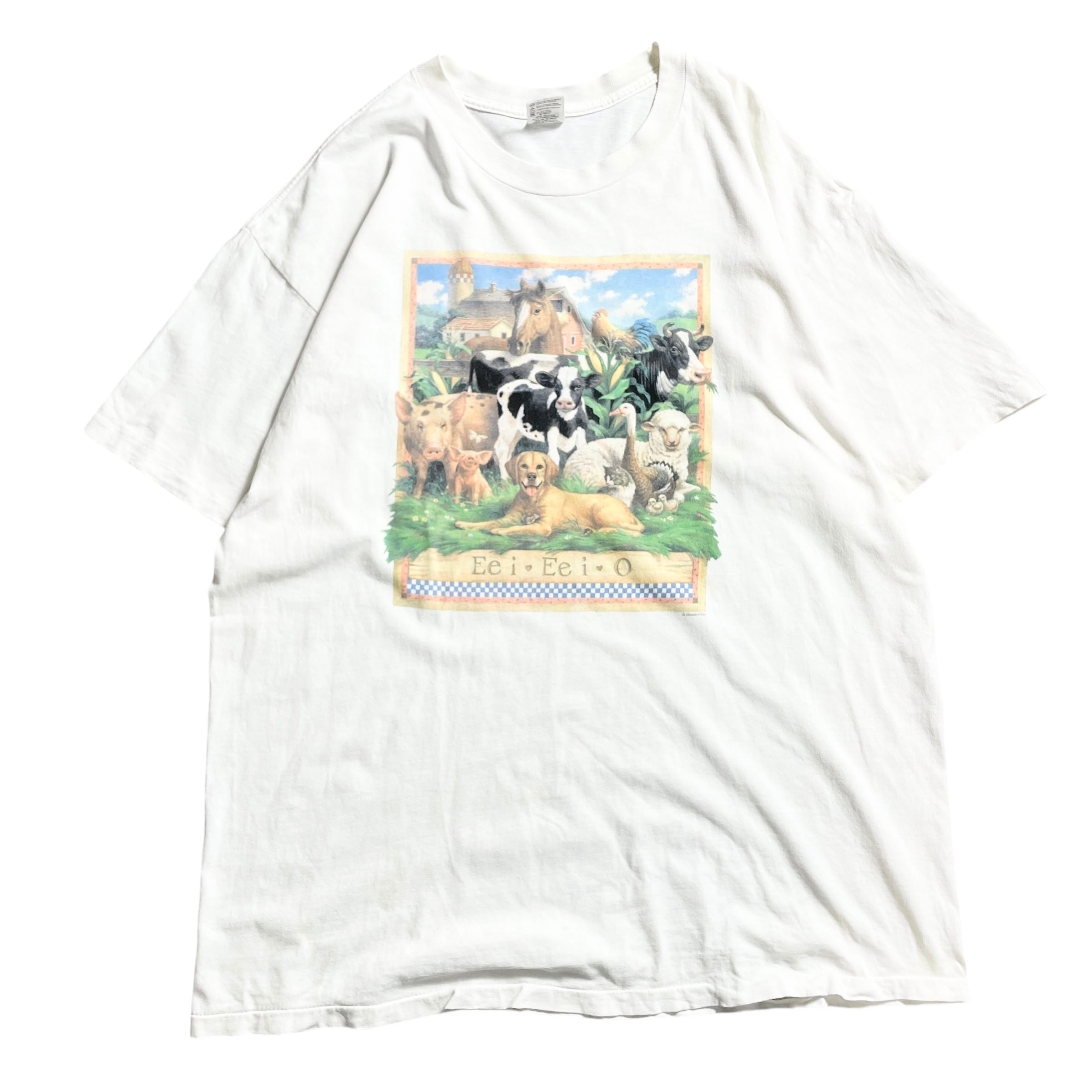 90sUSA製 童謡 アニマル 動物 絵 art vintage T-shirt