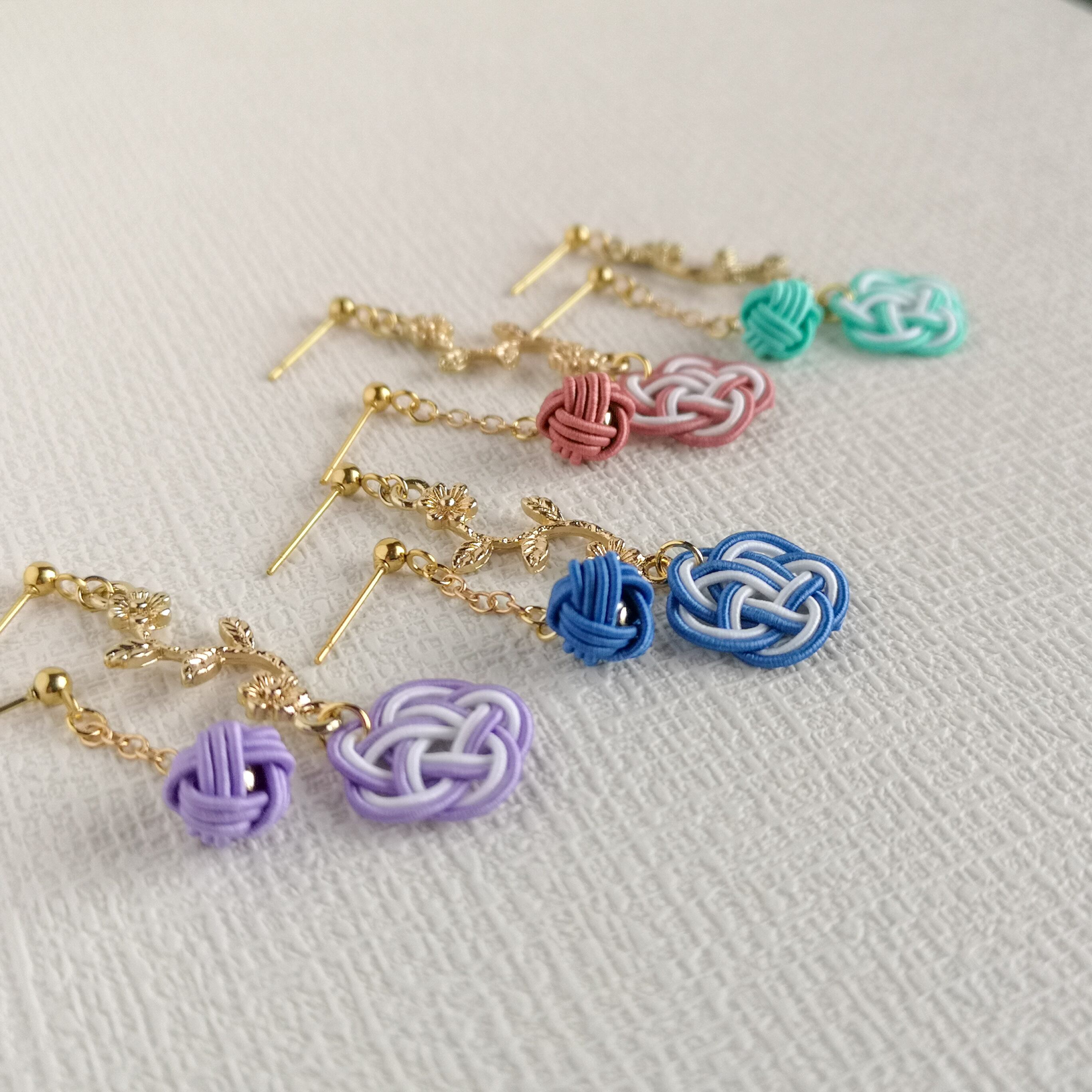 ✾瑠璃色✾『花時』アシンメトリーピアス/水引ピアス・イヤリング | K
