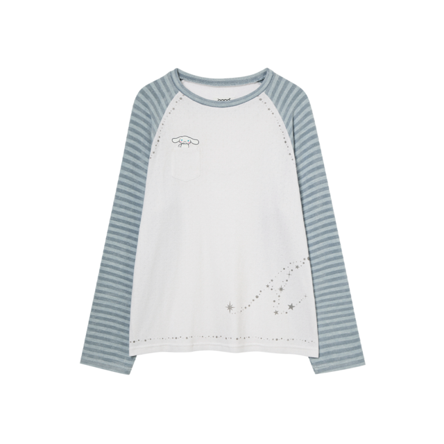 ★【AEAE X Cinnamoroll】AEAE Cinnamoroll Stripe Knit Sleeve Tee Skyblue