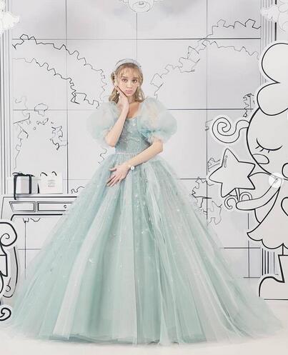 ロングチュールドレス♡前撮り♡結婚式♡ボリュームスカート