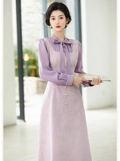 【0133】Lavender Fake layered Long Sleeve Dress