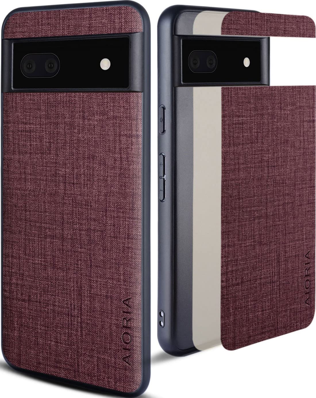 Aioria 互換性 ケース for Google Pixel 6A 5G 生地パターンレザー高級に保護純色スマホケース (Red, For Google Pixel 6A)