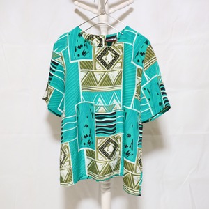 Whole Pattern Pullover Tops Emerald