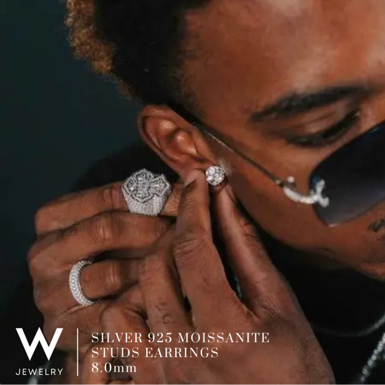 【5mm/6.5mm/8mm】W Jewelry Moissanite "Studs Earrings" Silver - 1