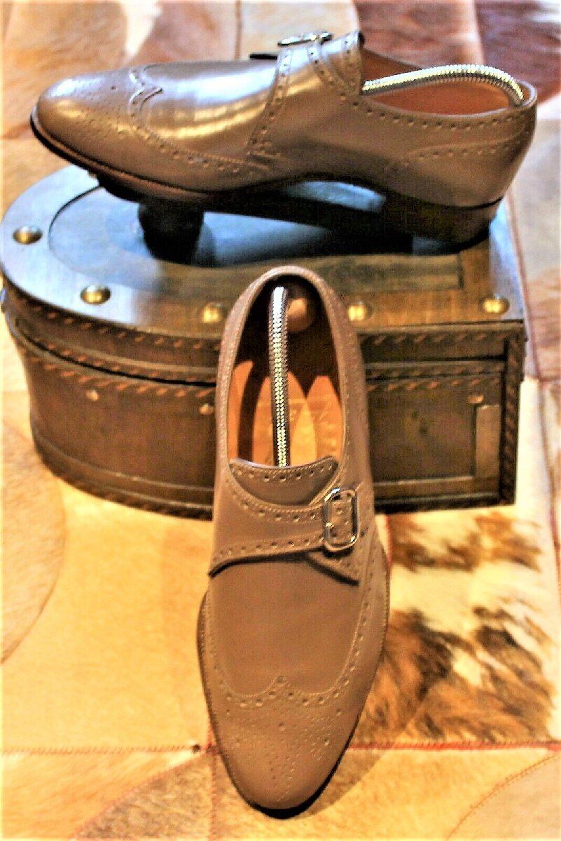 ★定価180万円超・着用数回の極上品★ ジョンロブ・ロンドン ビスポーク シングルモンク ピューター? 6.5EE相当 ロイヤルワラント3つ