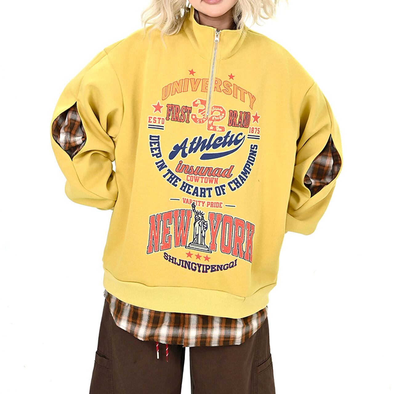 カレッジロゴハーフジップスウェット 2col R01039