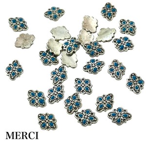 【2個】幾何学/モロッカンネイル/スタッド/パーツ/ターコイズカラー/レジン