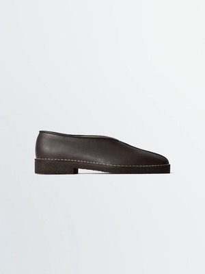 LEMAIRE　PIPED CREPE SLIPPERS　DARK BROWN　FO0292 LL205