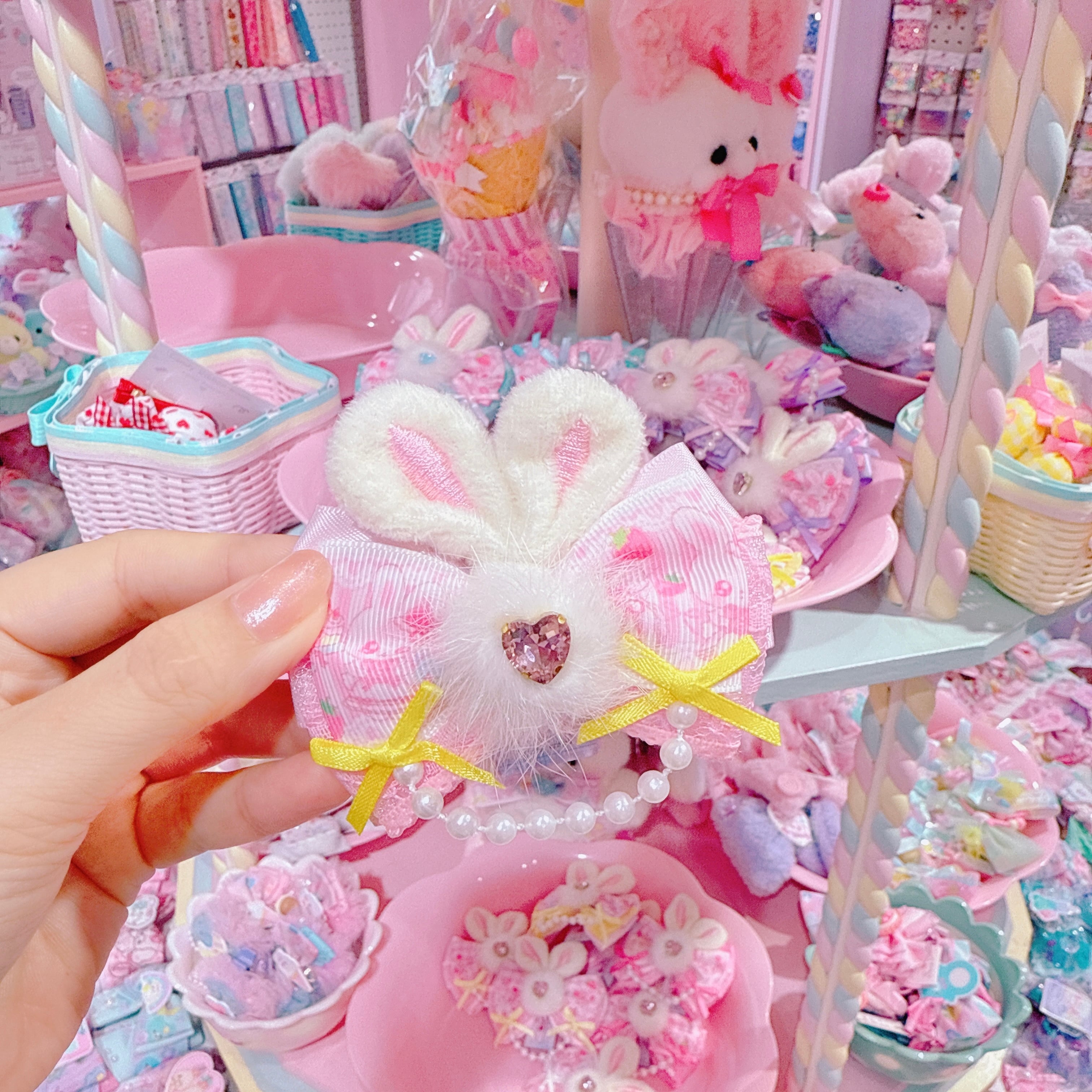 【F7】62-61うさ耳リボンヘアクリップ