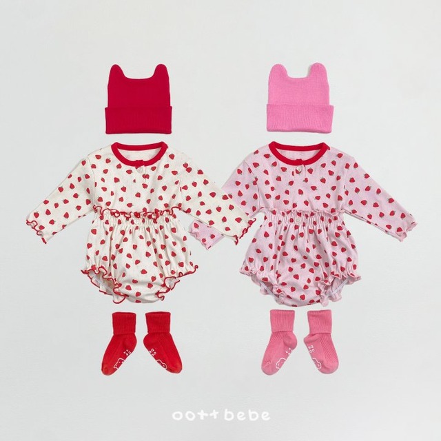 【取寄】oottbebe｜strawberry sandwich bloomer set｜ストロベリーサンドブルマーセット｜S-M｜baby｜26 spring