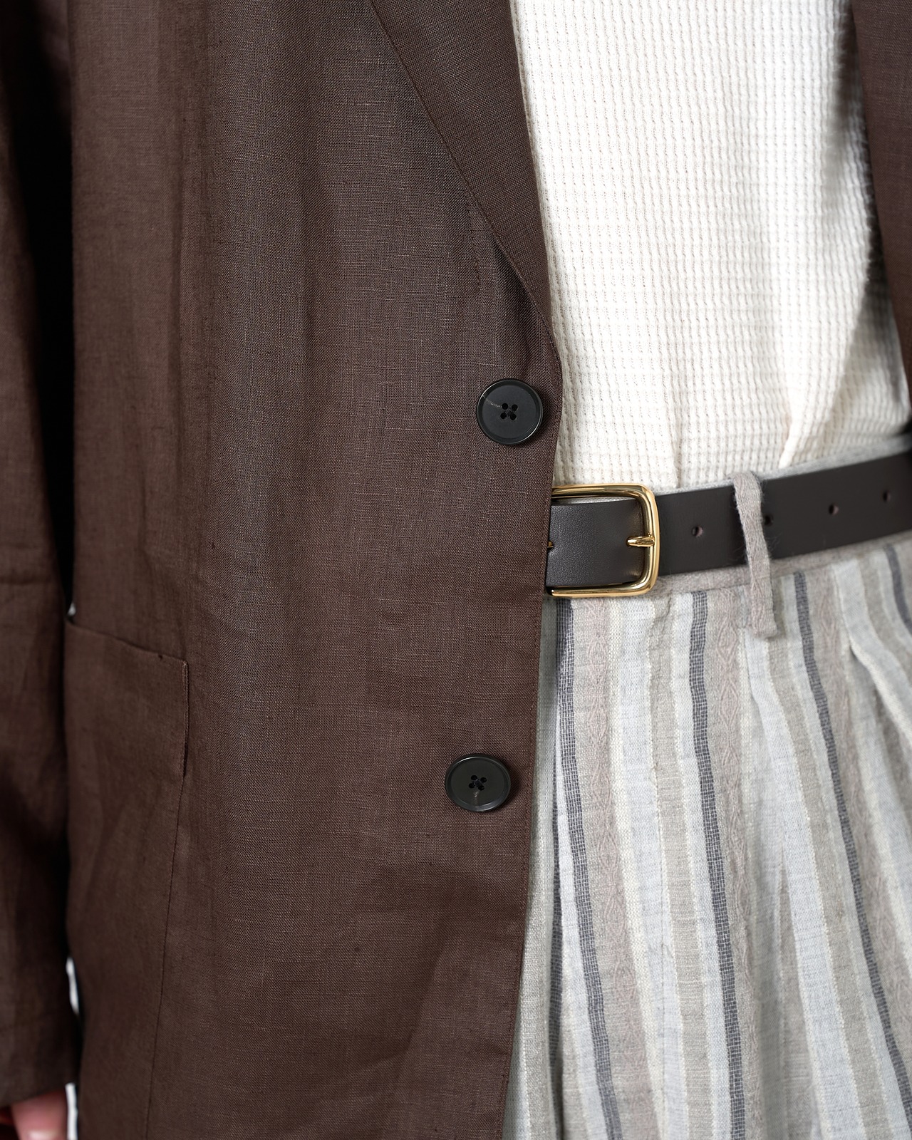 ssstein "LIGHT LINEN EASY SINGLE BREASTED JACKET〔BROWN〕"