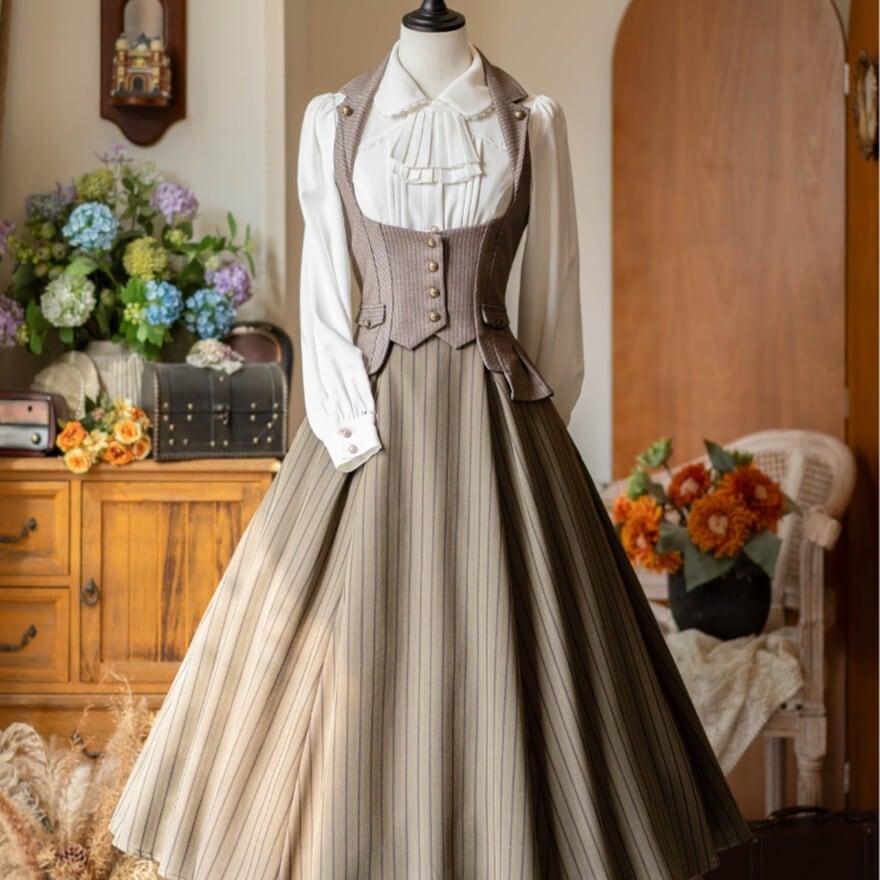 クラロリ ベスト ストライプ柄 プリンセス・ボディス 控えめ チェック