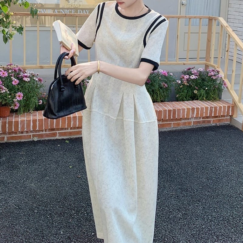 【GIANA】日本未入荷!ベルト付ペンシルワンピース 150cm〜 バイカラーパイピングペンシルワンピース | kanaji