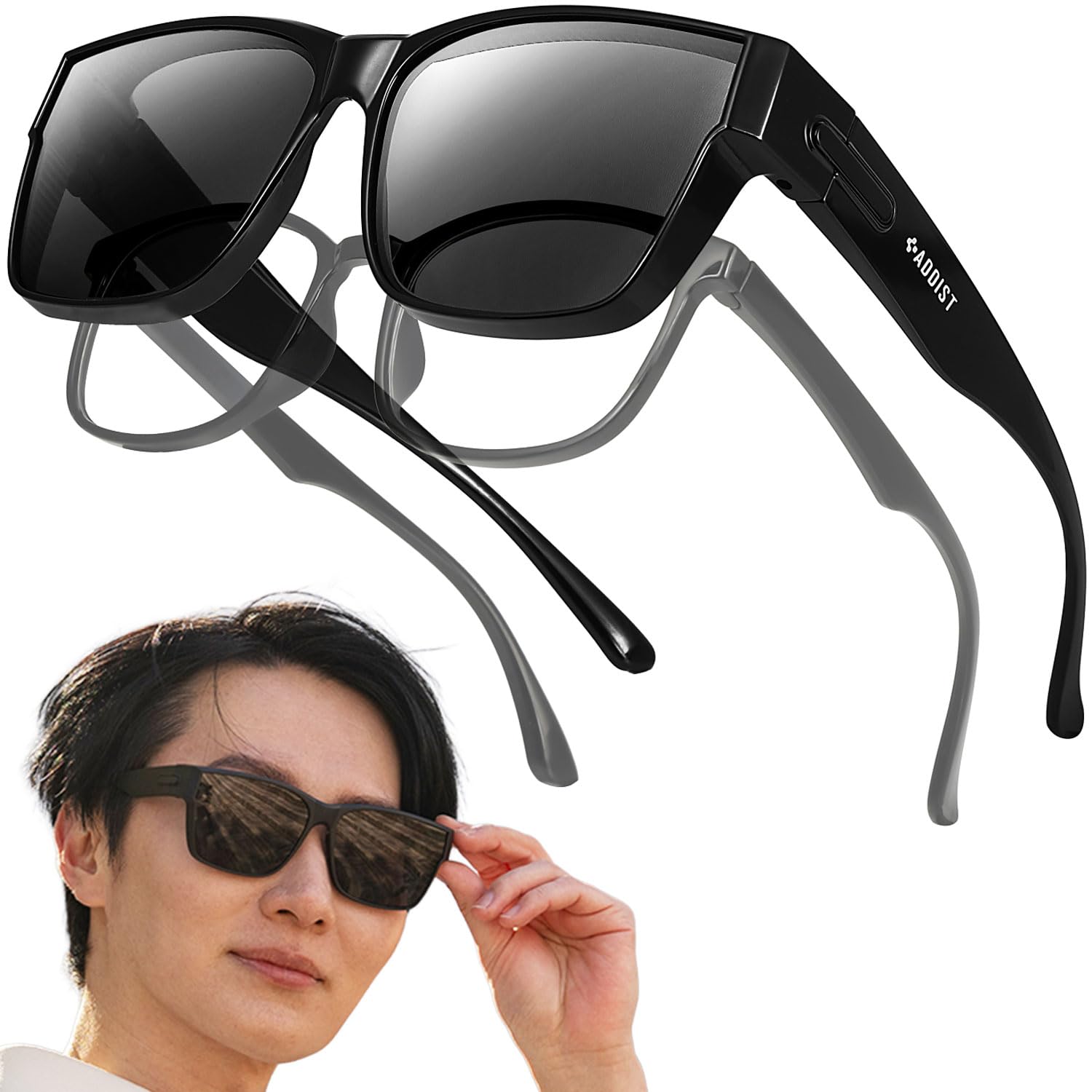 【特価処分】大きめメガネもすっきり収まる オーバーサングラス 眼鏡の上からかけるサングラス 偏光 運転用 メンズ 超軽量 オーバーグラス