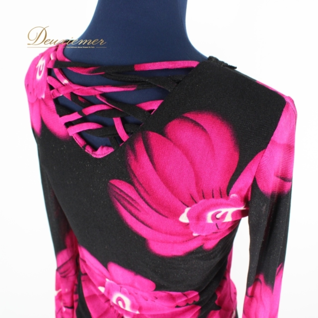 社交ダンス 衣装 スタンダード 上下セット ツーピース レッスンウェア パーティ衣装 女性用 レディース オールシーズン 黒 花柄 Leirena レイリーナ ピンク系 ブラック系 ラインストーン 社交ダンス衣装 セットアップ フラワーデザイン おしゃれ